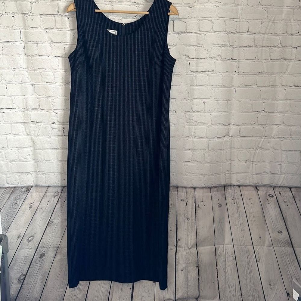 Karin Stevens Petites Black White Checked Sleeveless Knee Length dress